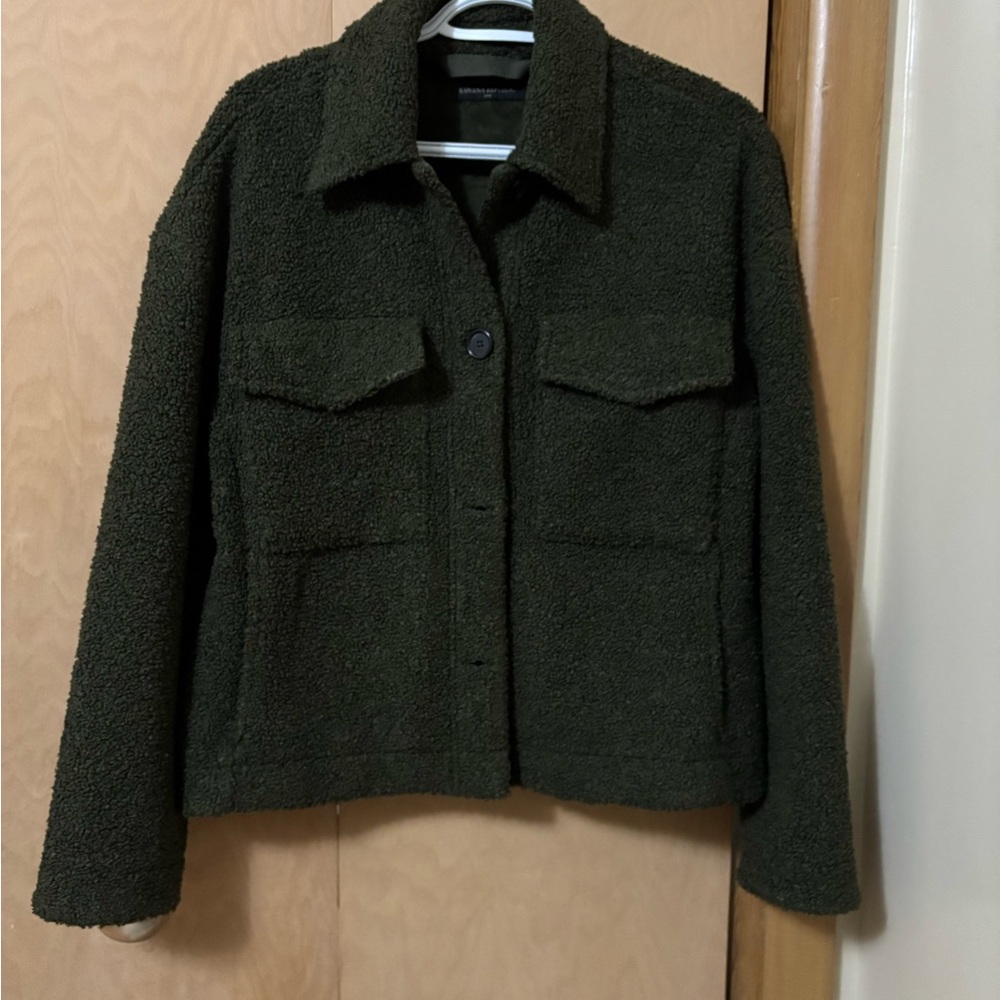 Banana Republic Women's Green Teddy Fleece Jacket